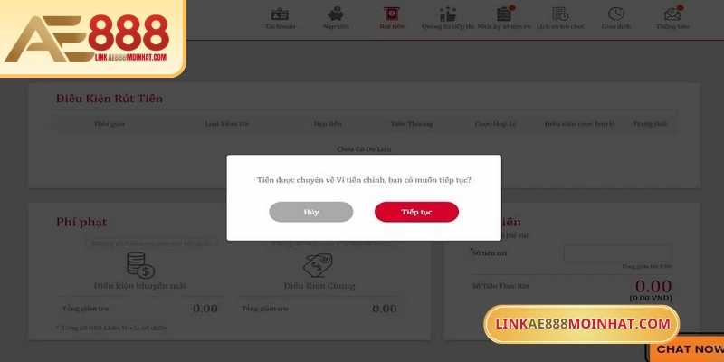 Chỉ cần xác nhận rút tiền AE888 là có thể nhận tiền về